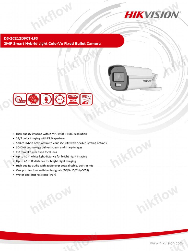 Hikvision DS-2CE12DF0T-LFS 2 MP ColorVu Sesli Bullet Kamera